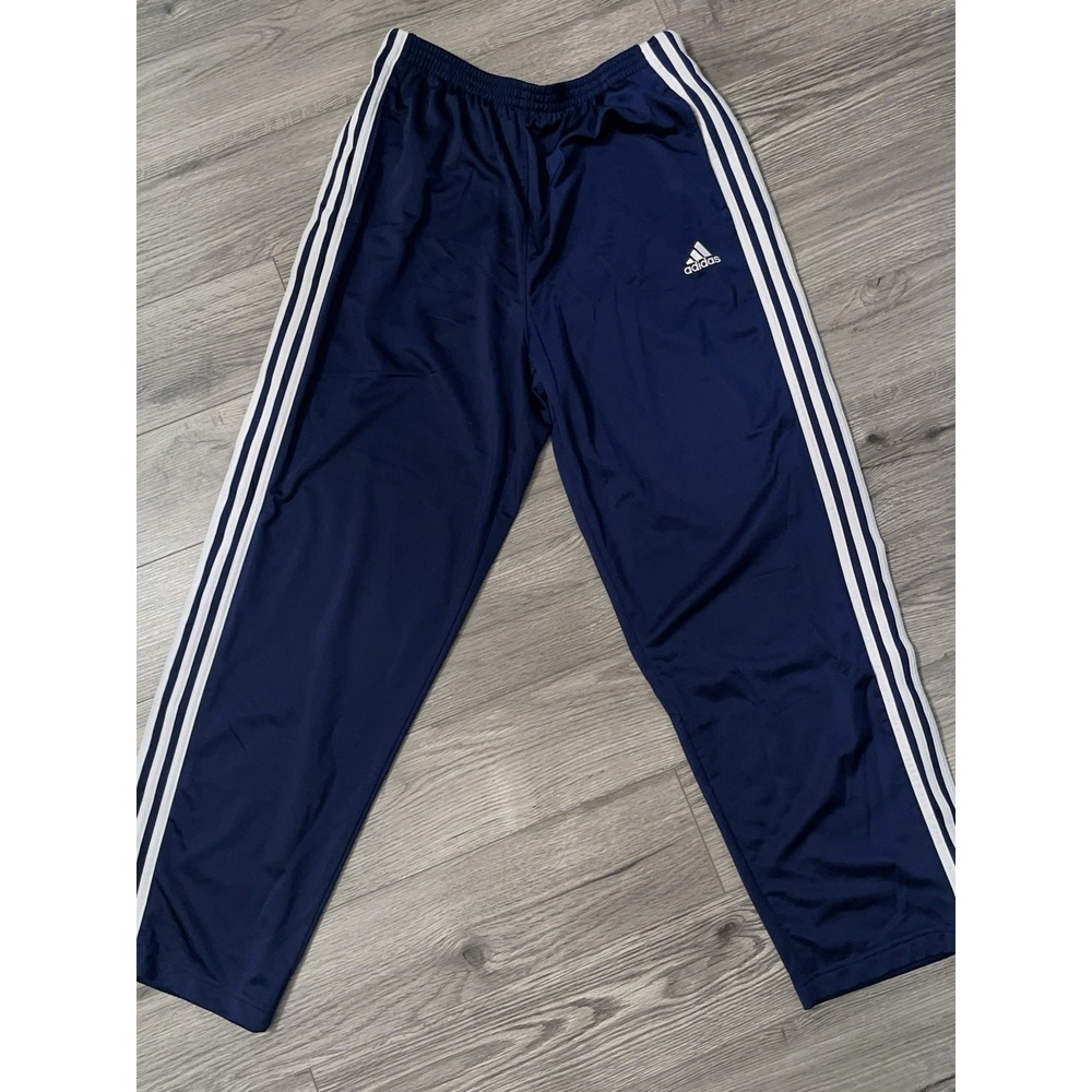 Vintage Adidas Tear Away/Breakaway Sweatpants Size L Navy Blue & White Stripe